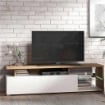 MOBILE PORTA TV IN LEGNO TRUCIOLARE BILAMINATO COLORE ROVERE CHIARO E BIANCO LUCIDO CM 170 X 41,5 X 46,5 H OKX