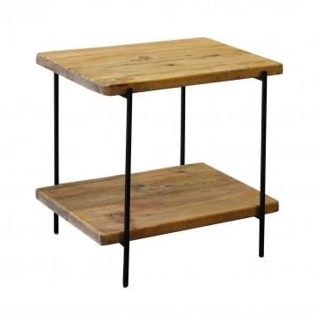 TAVOLINO IN LEGNO DI PINO RICICLATO BARNABY 50X 42 X 51,5CM A 2 RIPIANI OKX