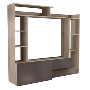 PARETE SOGGIORNO ENTRY OLMO E GRIGIO 180X40XH165 CM CASSETTI E VANI A GIORNO OKX