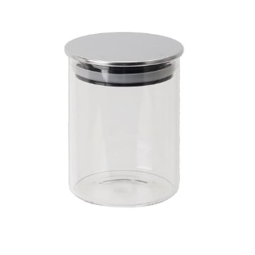MA MAISON BARATTOLO DA CUCINA IN VETRO CON CPERCHIO CROMATO A CHIUSURA ERMETICA 7X9H CM OKX