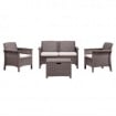 SALOTTO VENEZIA IN WICKER TAUPE CON TAVOLO, DIVANO E POLTRONE OKX