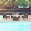 SALOTTO VENEZIA IN WICKER TAUPE CON TAVOLO, DIVANO E POLTRONE OKX