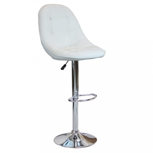 SGABELLO FLYNN CON SEDUTA TRAPUNTATA ECOPELLE 59 X 55 X 95/116 CM BIANCO OKX