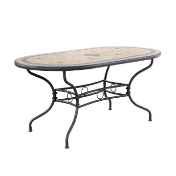 TAVOLO OVALE NEREO CON MOSAICO MARRONE CHIARO E GRIGIO 160X90X74CM OKX