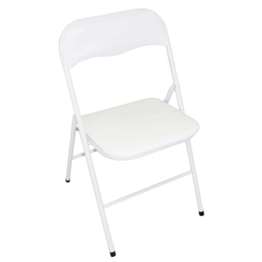 SEDIA PIEGHEVOLE SLIM BIANCA LUCIDA IN METALLO CON IMBOTTITURA 78HX45X44 CM OKX