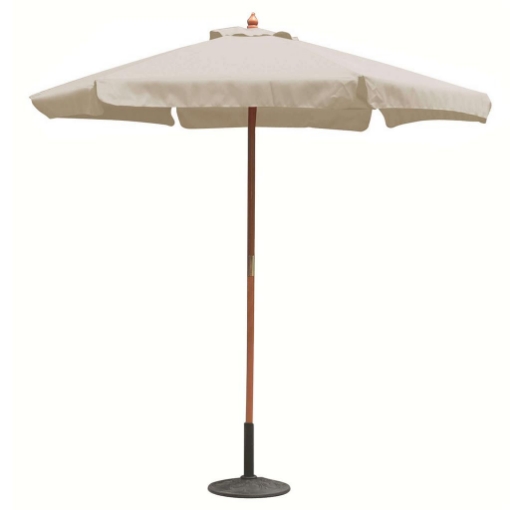 OMBRELLONE FANTASY IN POLIESTERE CON PALO IN LEGNO 6 STECCHE ANTIVENTO E MANTOVANA COLORE ECRÙ 129HX13.5X13.5 CM OKX