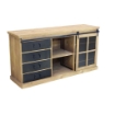 MOBILE CORDELL CON VETRINA A SCORRIMENTO E 6 CASSETTI ANTRACITE E LEGNO OKX