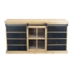 MOBILE CORDELL CON VETRINA A SCORRIMENTO E 6 CASSETTI ANTRACITE E LEGNO OKX