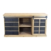 MOBILE CORDELL CON VETRINA A SCORRIMENTO E 6 CASSETTI ANTRACITE E LEGNO OKX