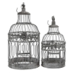 SET 2 LANTERNE CLAIRE ROTONDE IN ACCIAIO VERNICIATO BIANCO OSSIDATO 25X59CM OKX