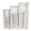 SET DI 3 LANTERNE MARIE IN ACCIAIO E VETRO A POLVERE BIANCO IN 3 DIMENSIONI OKX