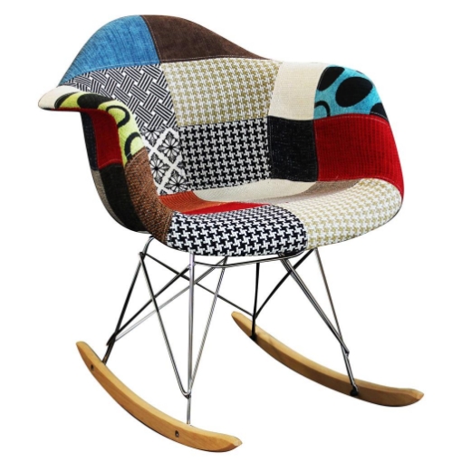 POLTRONA A DONDOLO MORITZ STILE PATCHWORK GAMBE IN LEGNO 53X47X82 CM OKX