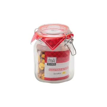 MA MAISON BARATTOLO VASETTO IN VETRO VERTICALE PER CONSERVE DA 1 L CON CHIUSURA A LEVA E ANELLO IN GOMMA OKX