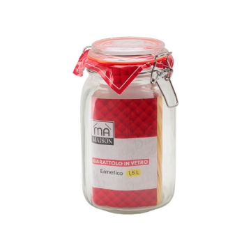MA MAISON BARATTOLO VASETTO IN VETRO VERTICALE PER CONSERVE DA 1,5 L CON CHIUSURA A LEVA E ANELLO IN GOMMA OKX