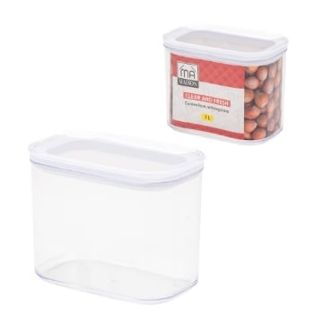 MA MAISON CLEAR AND FRESH CONTENITORE RETTANGOLARE TRASPARENTE CON COPERCHIO BIANCO 1 LT OKX