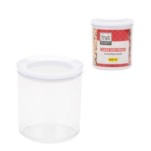 MA MAISON CLEAR AND FRESH CONTENITORE TONDO TRASPARENTE CON COPERCHIO BIANCO 660 ML OKX
