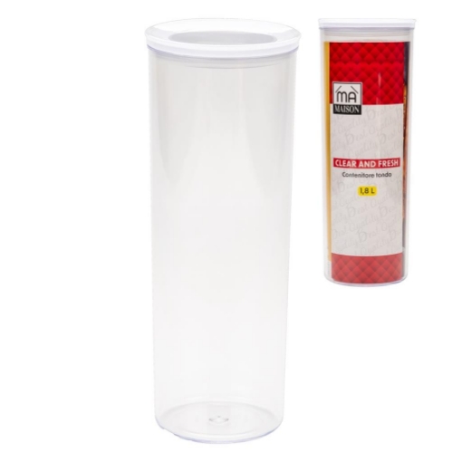 MA MAISON CLEAR AND FRESH CONTENITORE VERTICALE RETTANGOLARE TRASPARENTE CON COPERCHIO BIANCO 1,8 L OKX
