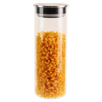 MA MAISON FOODIE BARATTOLO DA CUCINA IN VETRO ALTO CON COPERCHIO CROMATO INOX A CHIUSURA ERMETICA 10X31H CM 