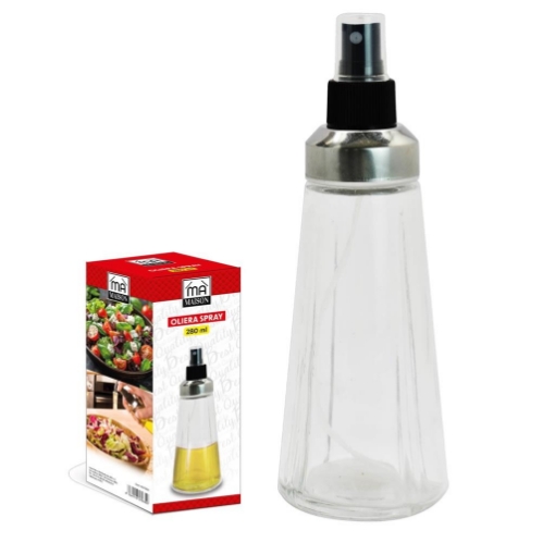 MA MAISON OLIERA SPRAY IN VETRO LAVORATO CON DOSATORE A SPRUZZO E TAPPO SALVA FRESCHEZZA 280 ML FORMA CONICA 