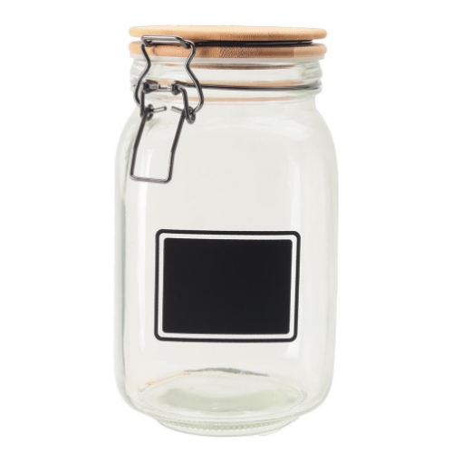 MA MAISON PURE GLAS BARATTOLO IN VETRO CON TAPPO IN LEGNO CHIUSURA A CLIP + ETICHETTA PER PERSONALIZZAZIONE 12X12X20H CM OKX