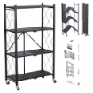 MA MAISON SCAFFALE PIEGHEVOLE 4 RIPIANI NERO CON ROTELLE PER SPOSTAMENTO RICHIUDIBILE E RIPONIBILE 72X24X125 CM 