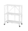 MA MAISON SCAFFALE PIEGHEVOLE 3 RIPIANI IN COLORE BIANCO CON ROTELLE PER SPOSTAMENTO RICHIUDIBILE E RIPONIBILE 72X34X88,5H CM OKX