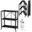 MA MAISON SCAFFALE PIEGHEVOLE 3 RIPIANI IN COLORE NERO CON ROTELLE PER SPOSTAMENTO RICHIUDIBILE E RIPONIBILE 72X34X88,5H CM OKX