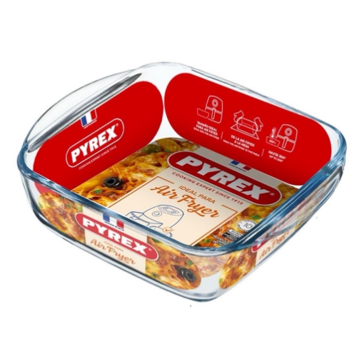 PYREX TEGLIA QUADRATA PER FRIGGITRICE AD ARIA 25X22X7 CM IN VETRO OKX
