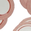 SERVIZIO PIATTI 18 PEZZI EFFETTO MOSAICO COLORE ROSSO 6 PIATTI FONDI 6 PIANI 6 FRUTTA OKX