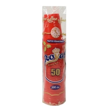 MAURY'S ROYAL BICCHIERI ROSSI 200 CC 50 PEZZI PRATICI E RESISTENTI IN PLASTICA DA FESTA E DA TAVOLA