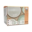 SERVIZIO PIATTI 18 PEZZI STILE MODERNO  COLORE BIANCO E VERDE ACQUA 6 PIATTI FONDI 6 PIATTI PIANI 6 FRUTTA OKX