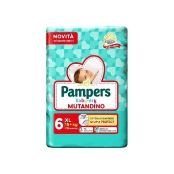 PANN PAMPERS BABY DRY MUTANDINO XL 15 + KG TG 16 SISTEMA DI BARRIERE LIBERTÀ DI MOVIMENTO NO-STOP 13 PANNOLINI