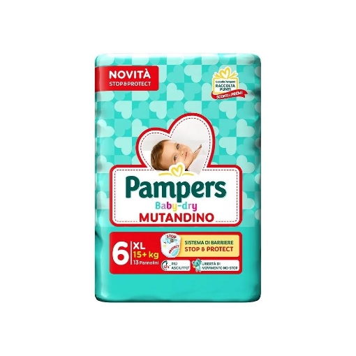 PANN PAMPERS BABY DRY MUTANDINO XL 15 + KG TG 16 SISTEMA DI BARRIERE LIBERTÀ DI MOVIMENTO NO-STOP 13 PANNOLINI