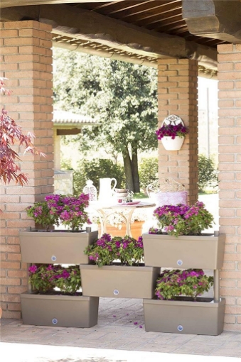 FIORIERA BRIK KIT 5 VASI IRRIGAZIONE VASI COMUNICANTI 59X23X27 (X5PZ) COLORE TORTORA