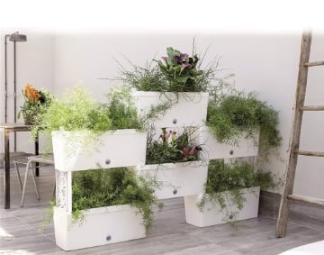 FIORIERA BRIK KIT 5 VASI IRRIGAZIONE VASI COMUNICANTI 59X23X27 (X5PZ) COLORE PANNA