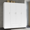 SEBA ARMADIO 4 ANTE CON 2 CASSETTI E MANIGLIE CLASSICHE IN COLORE BIANCO 160X51,6X177 CM