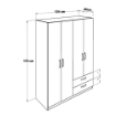 ARMADIO 4 ANTE E 2 CASSETTI COLORE BIANCO 120X170X40