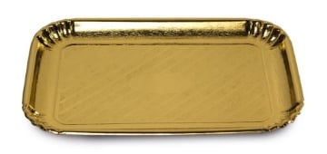 VASSOIO RETTANGOLARE ORO CON BORDI RIALZATI 23X31CM 3PZ