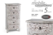 MOBILE A 5 CASSETTI EFFETTO ANTICATO 60X36X116 CM IN COLORE BIANCO SPORCO