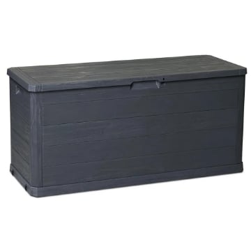 BAULE MULTIBOX DA ESTERNO 280 LT EFFETTO LEGNO ANTRACITE 117X45XH56 USATO COME NUOVO 