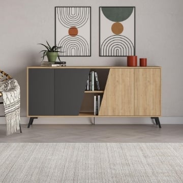MOBILE DA INGRESSO MADIA FIONA 180 CM. CON 2 ANTE ROVERE E DUE ANTE ANTRACITE H 82 X L 180 X P 35.60 CM