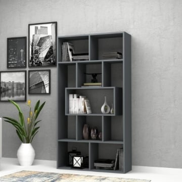 LIBRERIA FACE COLOR GRIGIO CEMENTO 90X30X170H CM CON 9 SCOMPARTI L90XP30X170H