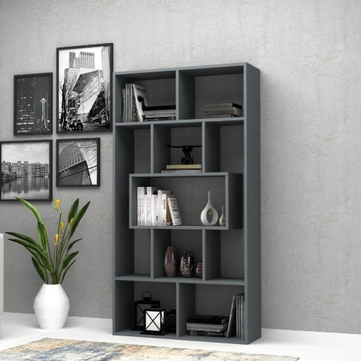 LIBRERIA FACE COLOR GRIGIO CEMENTO 90X30X170H CM CON 9 SCOMPARTI L90XP30X170H