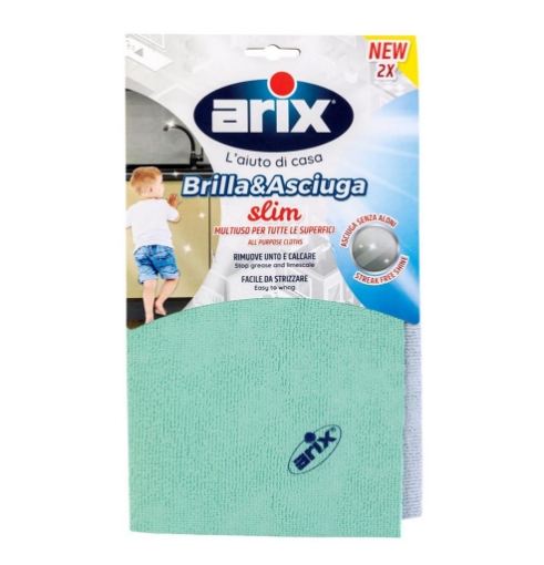 PANNO BRILLASCIUGA SLIM 2 PZ MULTIUSO PER TUTTE LE SUPERFICI OKX