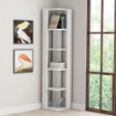 LIBRERIA ANGOLARE NATI COLORE BIANCO CON 5 RIPIANI FORMA CUBICA A SCOMPARSA MISURE 34X34X161 H CM