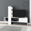 MOBILE PORTA TV COLORE BIANCO ANTRACITE CON ANTA A RIBALTA CON VANI A GIORNO E RIPIANI - L180 X P38 X 138 H CM