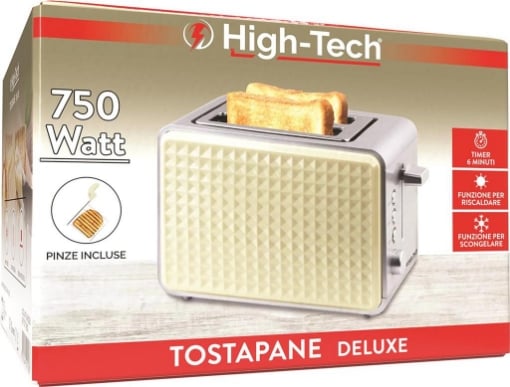 HIGH-TECH TOSTAPANE DA 750 WATT IN ACCIAIO E FINITURE AVORIO