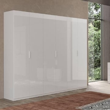 PAVESE ARMADIO BIANCO LUCIDO CON 6 ANTE A BATTENTE L 275 X P 55 X H 240 6 ASTE E 3 RIPIANI