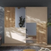 MYLA ARMADIO SPECCHIATO CON 2 ANTE SCORREVOLI 2 RIPIANI E 2 ASTE COLORE ROVERE KADIZ E CACHEMIRE L 275 X P 59 X H 240 CM
