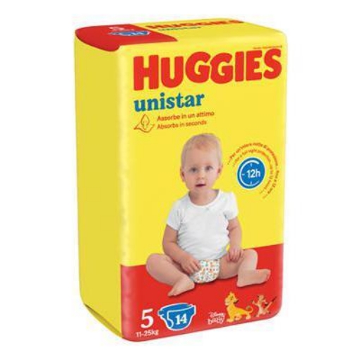PANNOLINI HUGGIES UNISTAR TAGLIA 5 JUNIOR 14 PEZZI